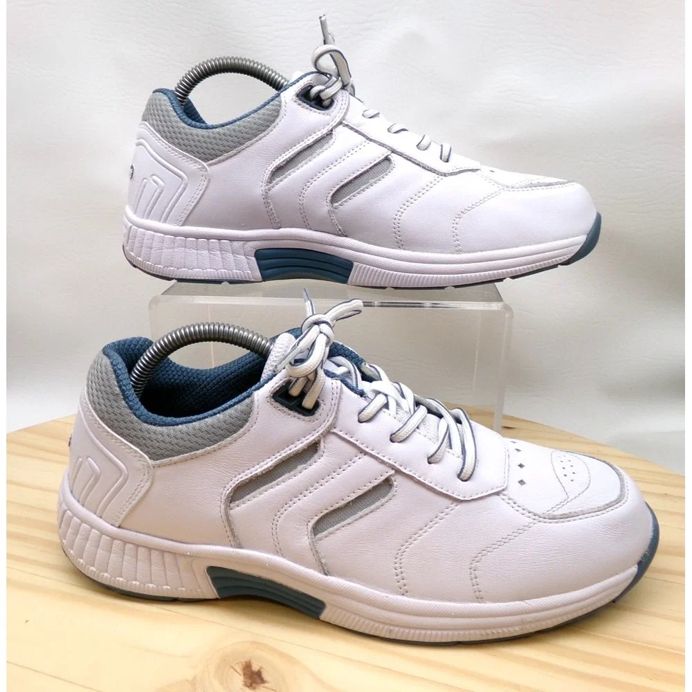 Orthofeet Whitney Lace Up Shoes Womens White Blue Size 10 B Sneakers Leather